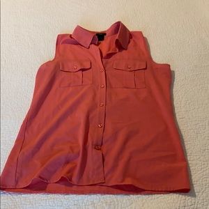 Ann Taylor peach sleeveless button up blouse